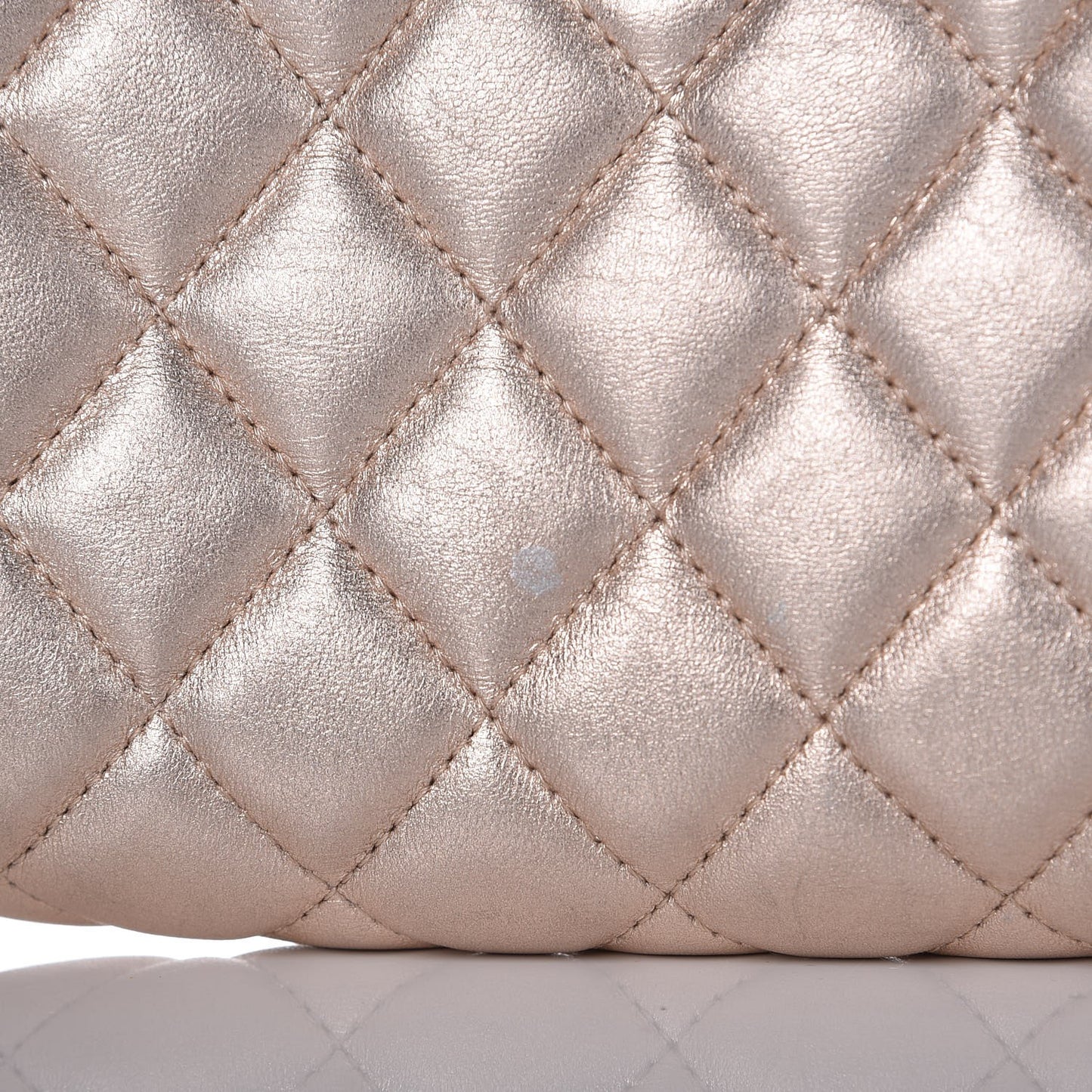 Metallic Lambskin Quilted Small Cosmetic Pouch Light Pink
