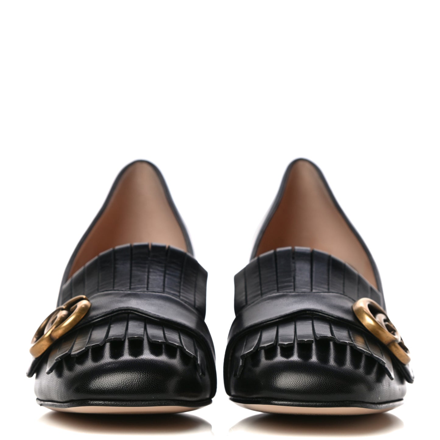 Malaga Kid GG Marmont Fringe 50mm Loafer Pumps 40 Black