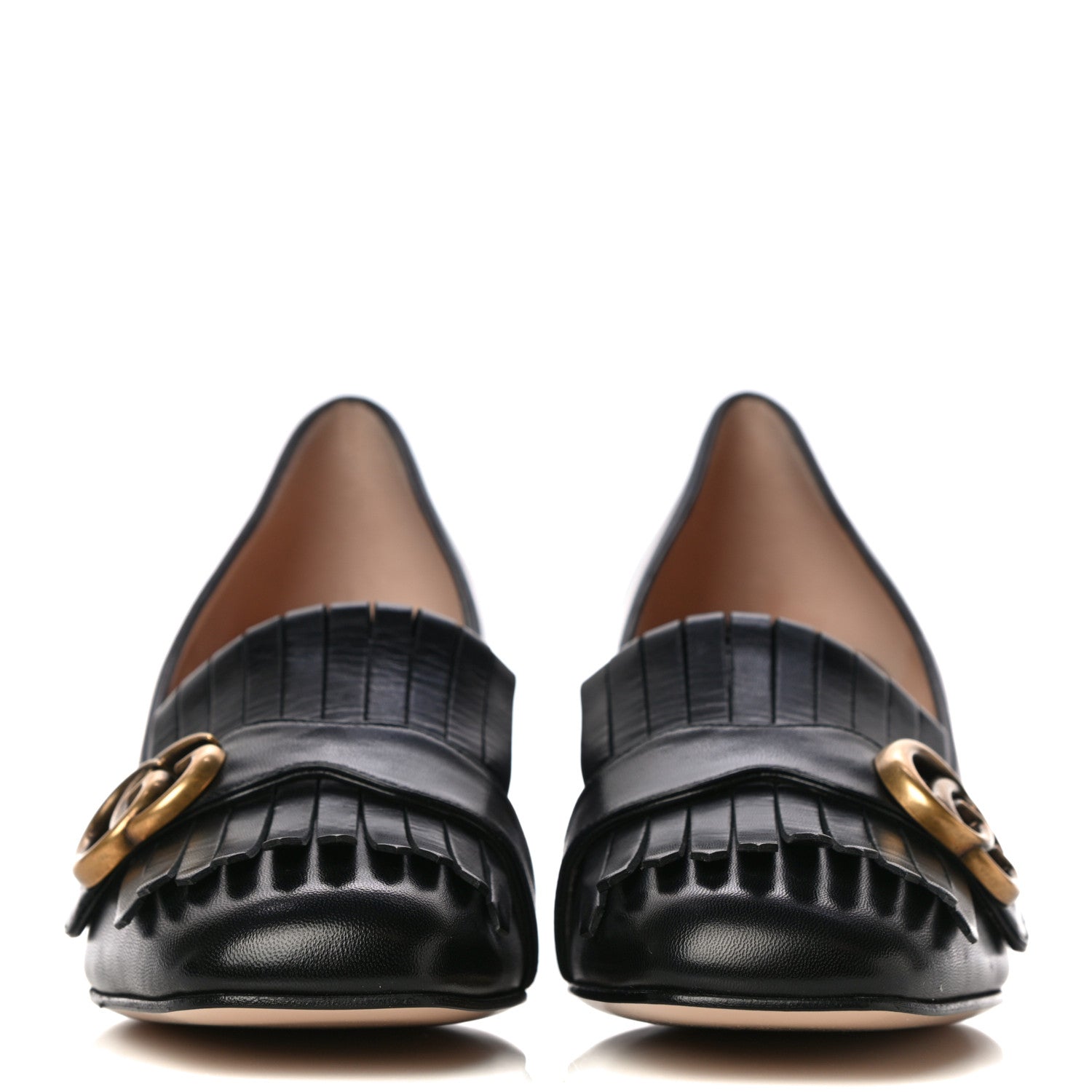 Gucci Malaga Kid GG Marmont Fringe 50mm Loafer Pumps 40 Black 2 of 11