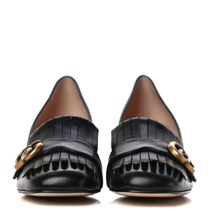 Gucci Malaga Kid GG Marmont Fringe 50mm Loafer Pumps 40 Black 2 of 11
