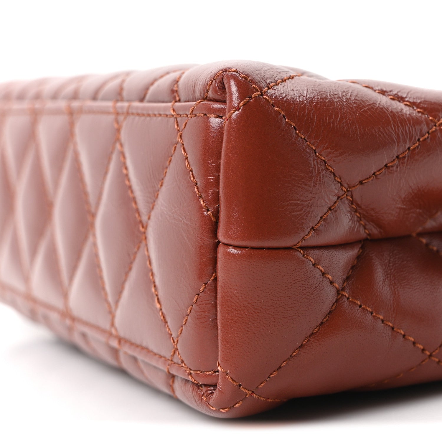 Chanel Shiny Aged Calfskin Quilted Nano Kelly Shopper Brown 10 of 11