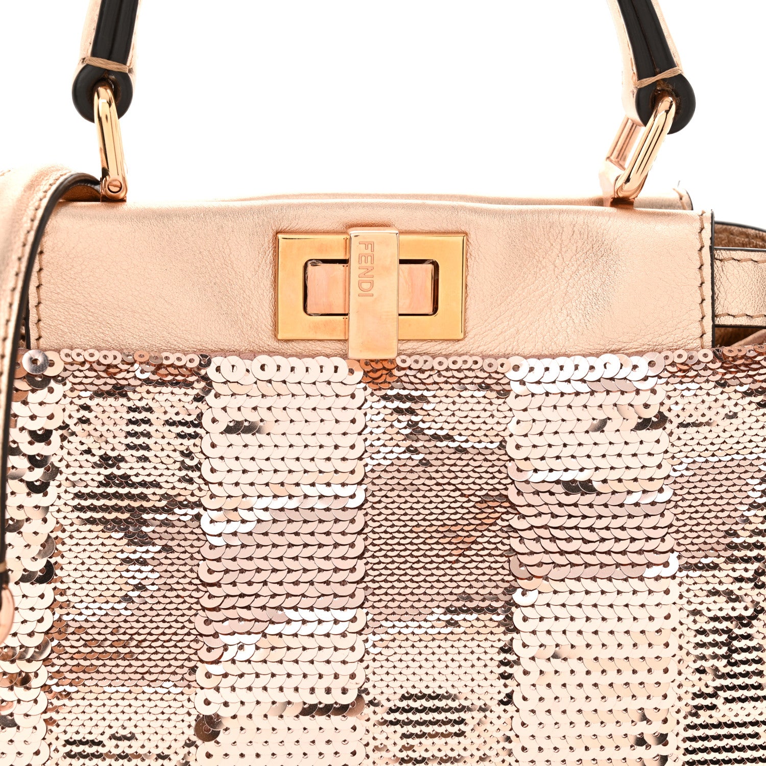 Fendi Sequin Metallic Nappa Pequin XS Peekaboo Iconic Satchel Rame 8 of 11