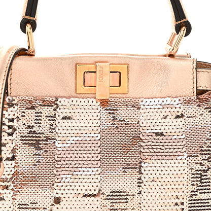 Fendi Sequin Metallic Nappa Pequin XS Peekaboo Iconic Satchel Rame 8 of 11