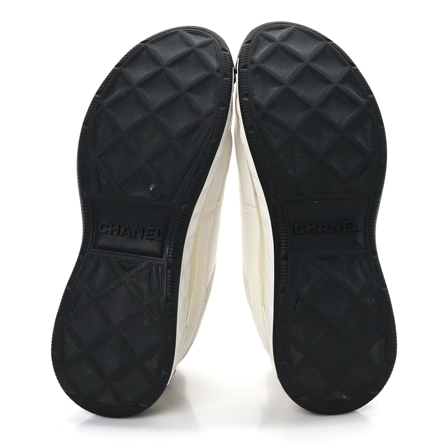 Velvet Calfskin Mixed Fibers CC Sneakers 37.5 Ivory Black