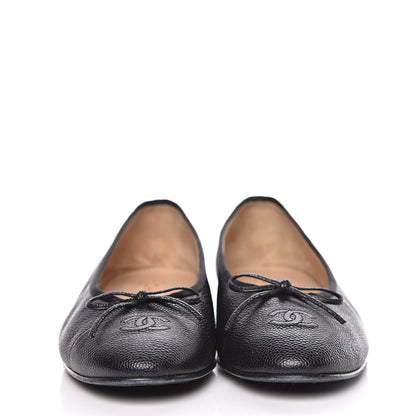 Chanel Caviar CC Cap Toe Ballerina Flats 42 Black 2 of 17