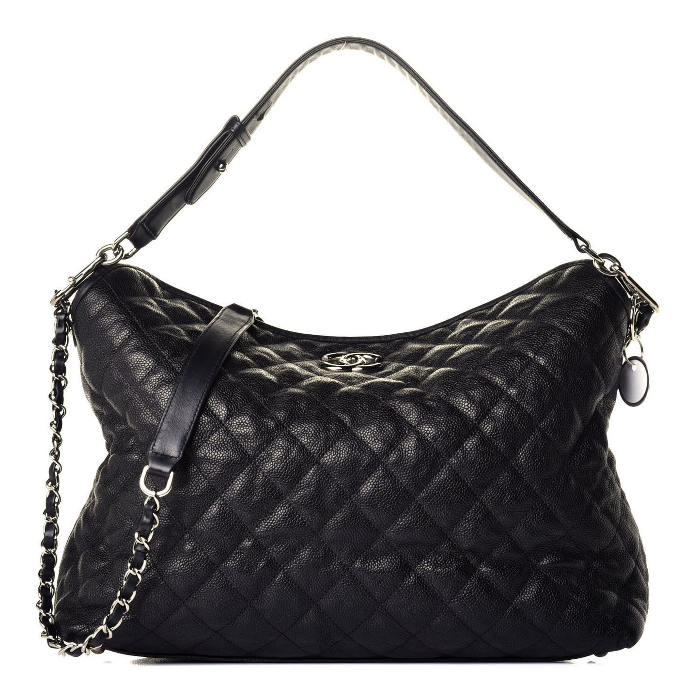 Caviar Quilted French Riviera Hobo Black