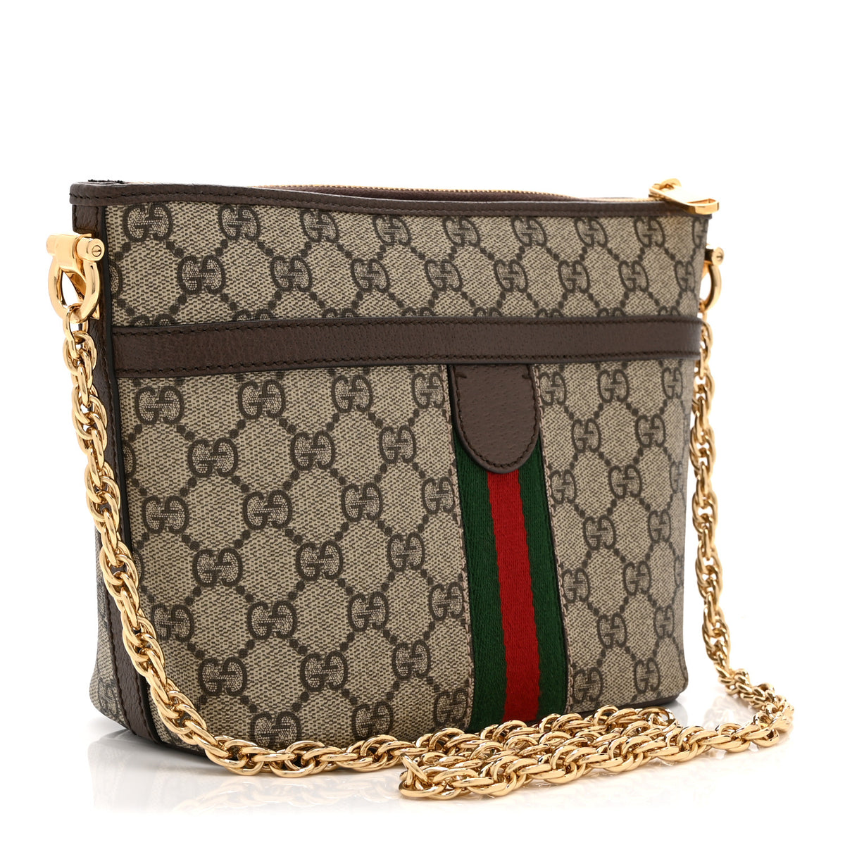 GG Supreme Monogram Web Ophidia Chain Shoulder Bag Brown