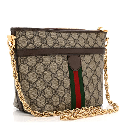 Gucci GG Supreme Monogram Web Ophidia Chain Shoulder Bag Brown 3 of 11