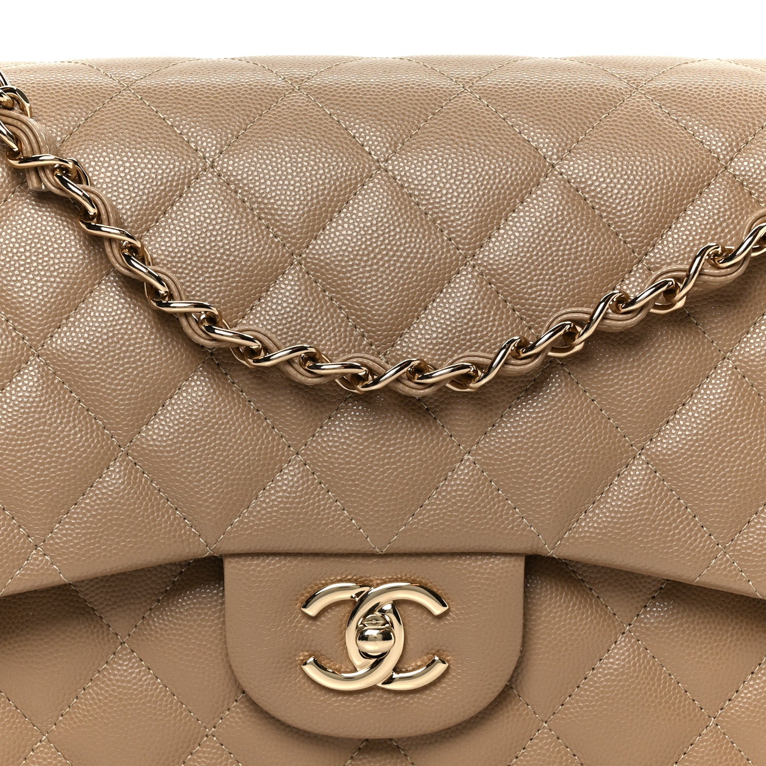 Chanel Caviar Quilted Jumbo Double Flap Dark Beige 9 of 15