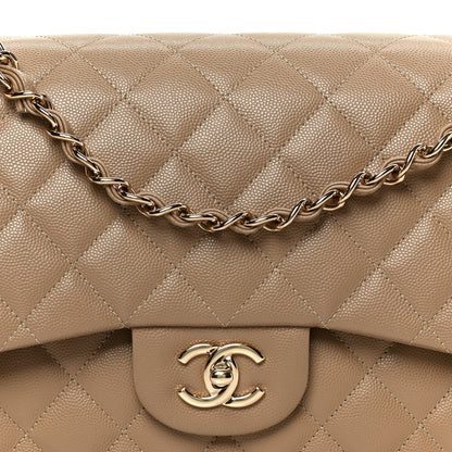 Chanel Caviar Quilted Jumbo Double Flap Dark Beige 9 of 15
