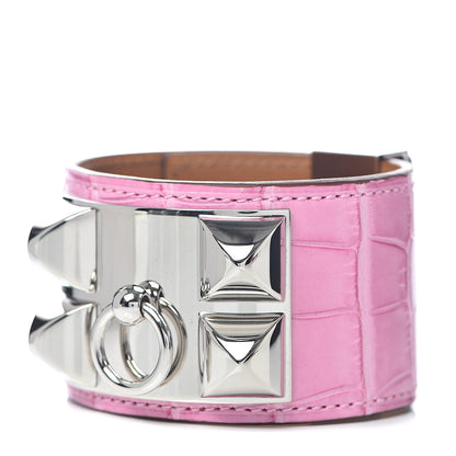Hermes Matte Alligator Collier De Chien CDC Bracelet T2 5P Pink 1 of 6