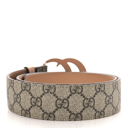 Gucci GG Supreme Monogram Plutone Calfskin Enamel Double G 40mm Belt 80 32 Beige Ebony Camelia 2 of 7