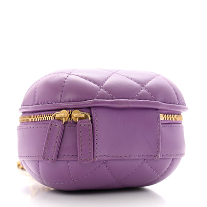 Chanel Lambskin Quilted CC Bubble Vanity Case With Chain Purple 4 of 12