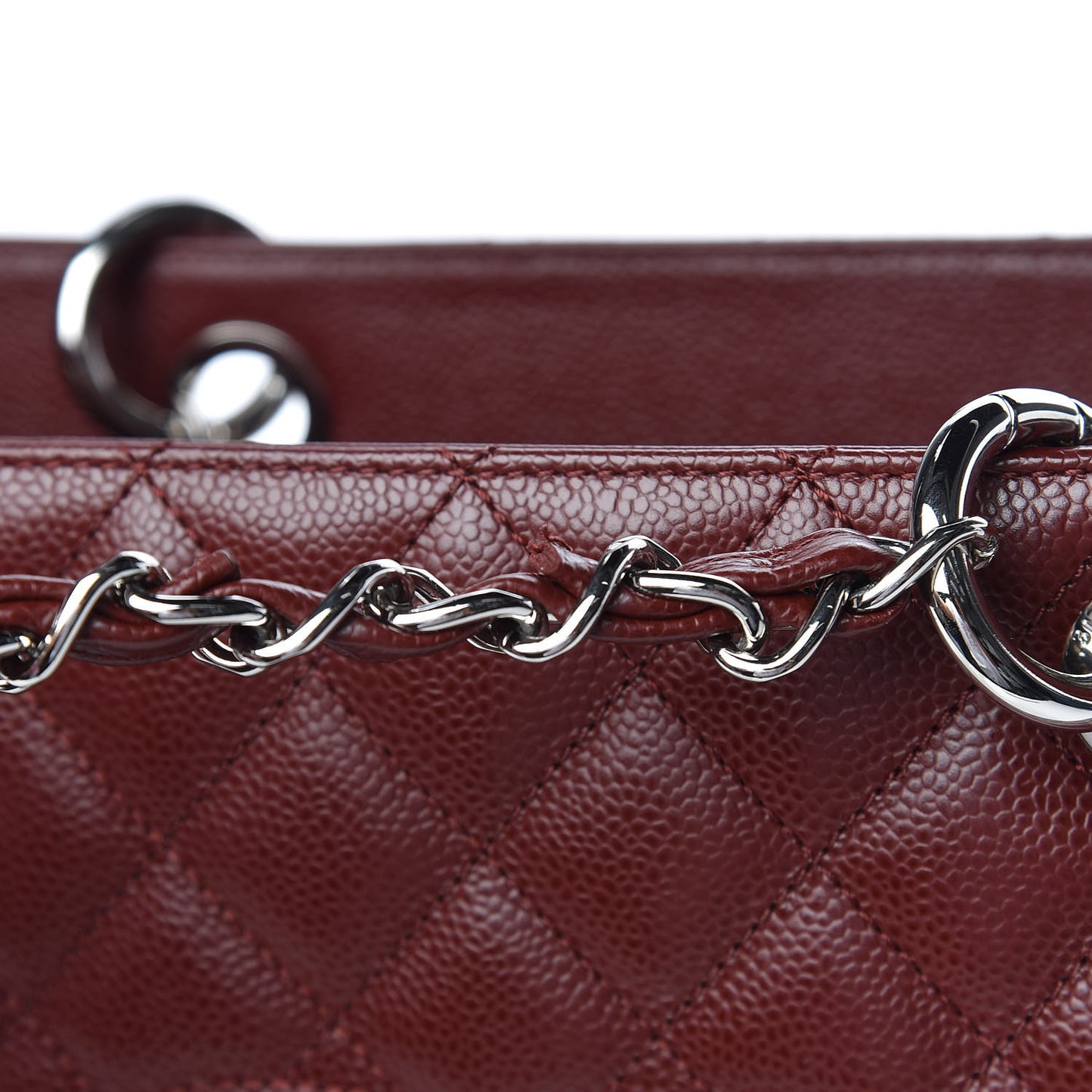 Caviar Quilted Grand Shopping Tote GST Burgundy