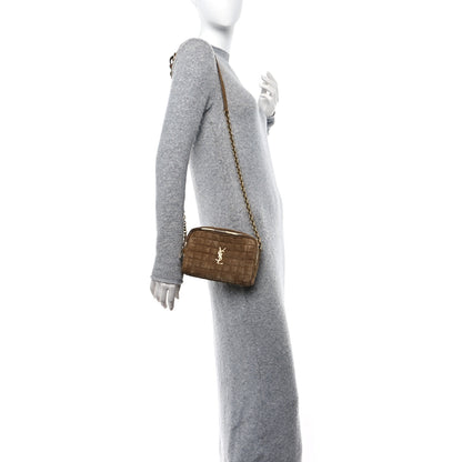 Saint Laurent Suede Calfskin Mini Quilted Monogram Camera Bag Golden Leaf 2 of 10