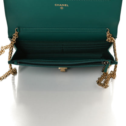 Chanel Aged Calfskin Quilted 2.55 Reissue Wallet on Chain WOC Green 5 of 13