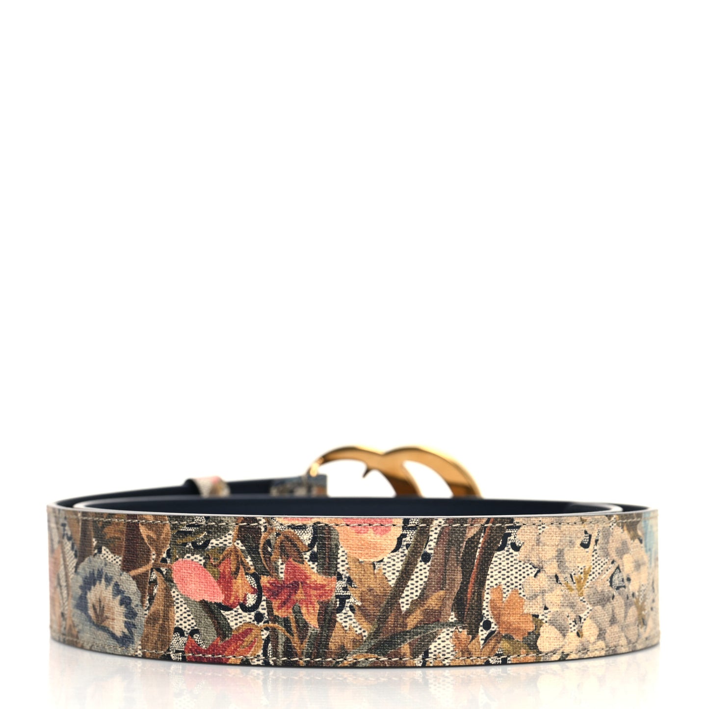 GG Supreme Monogram Water Flora Double G 40mm Belt 90 36 Beige Blue Multicolor