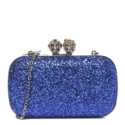 Alexander McQueen PVC Glitter Queen and King Skull Box Chain Clutch North Blue 1 of 10