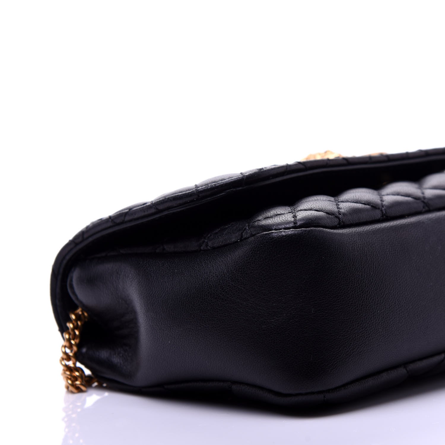 Versace Nappa Quilted Trapuntata Tribute Wallet Chain Crossbody Black 6 of 11