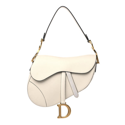 Christian Dior Grained Calfskin Saddle Bag White 1 of 13