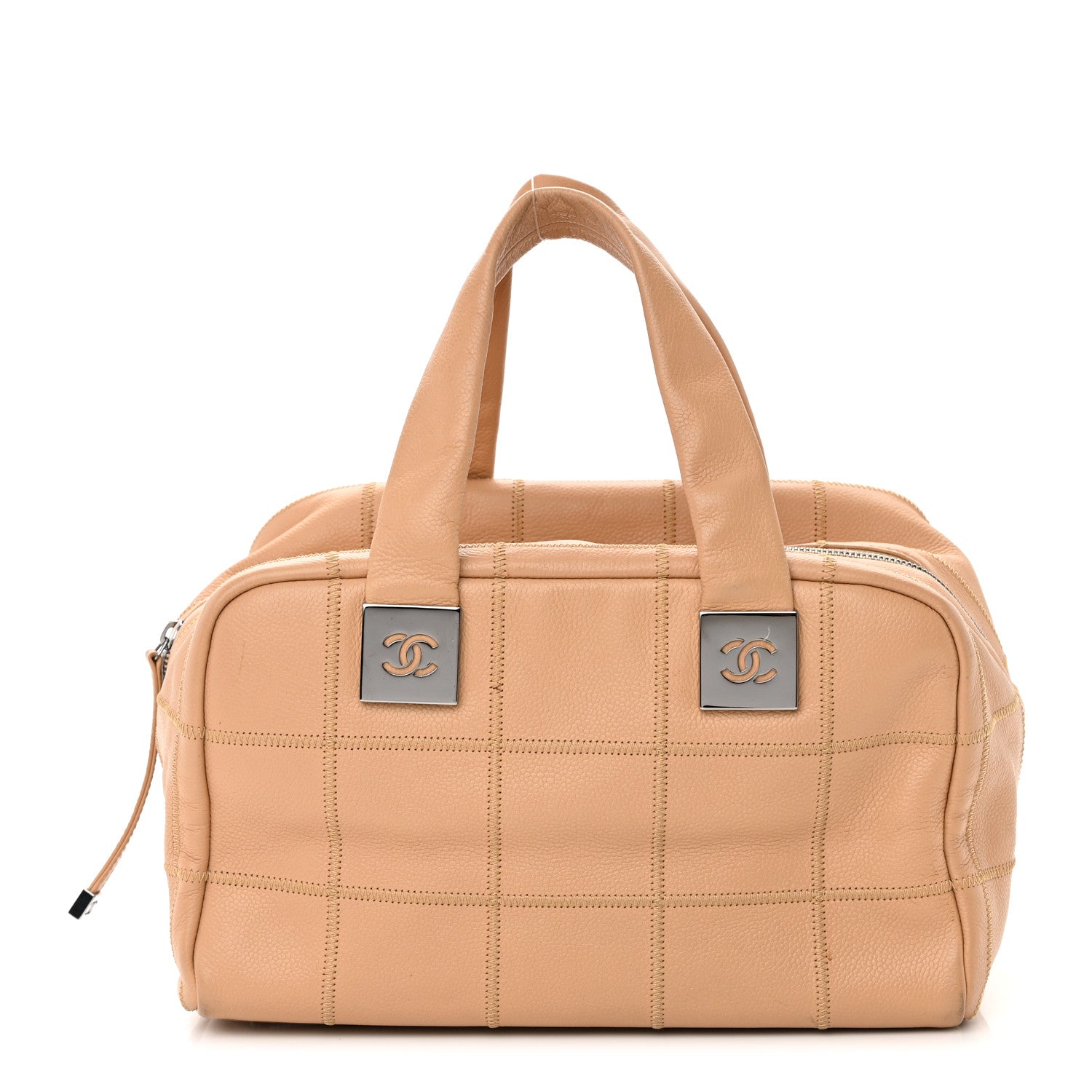 Chanel Caviar Square Stitched Bowler Beige 1 of 19