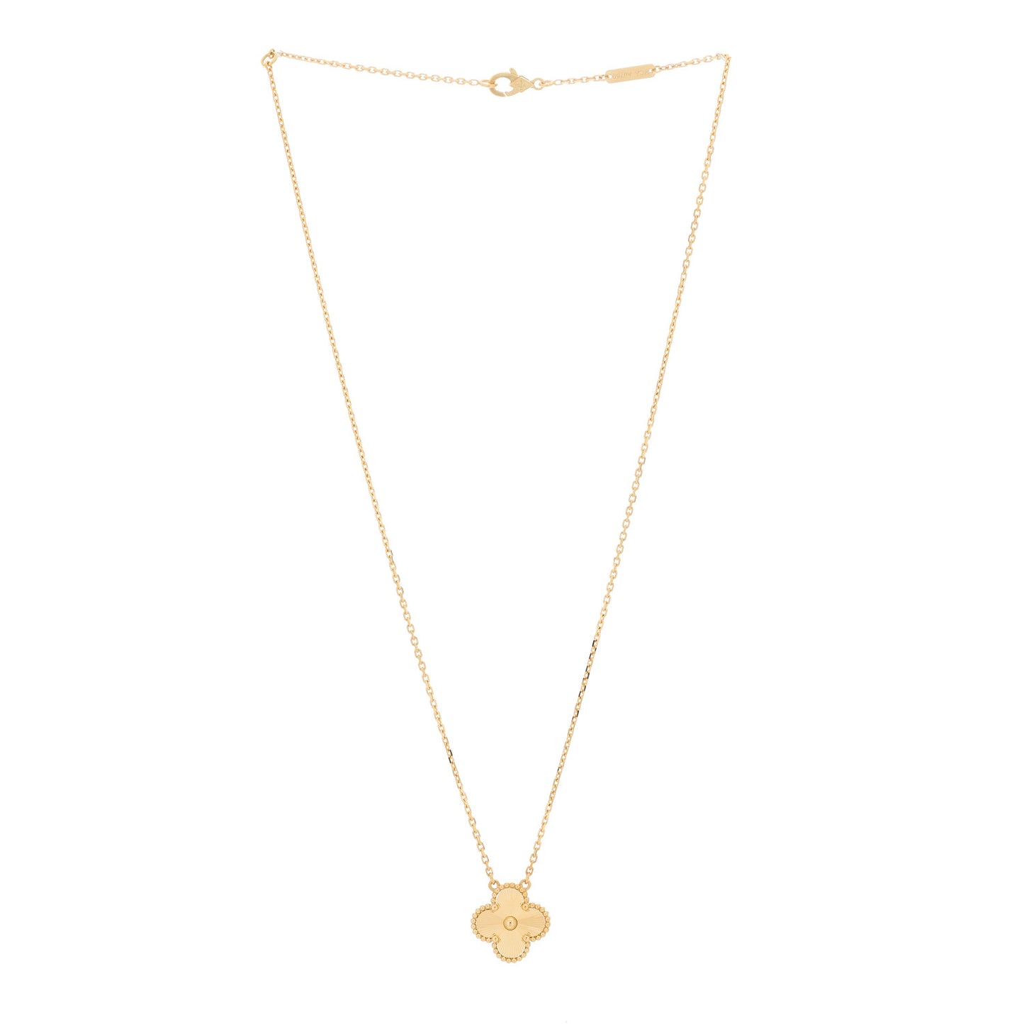 18K Yellow Gold Guilloche Vintage Alhambra Pendant Necklace