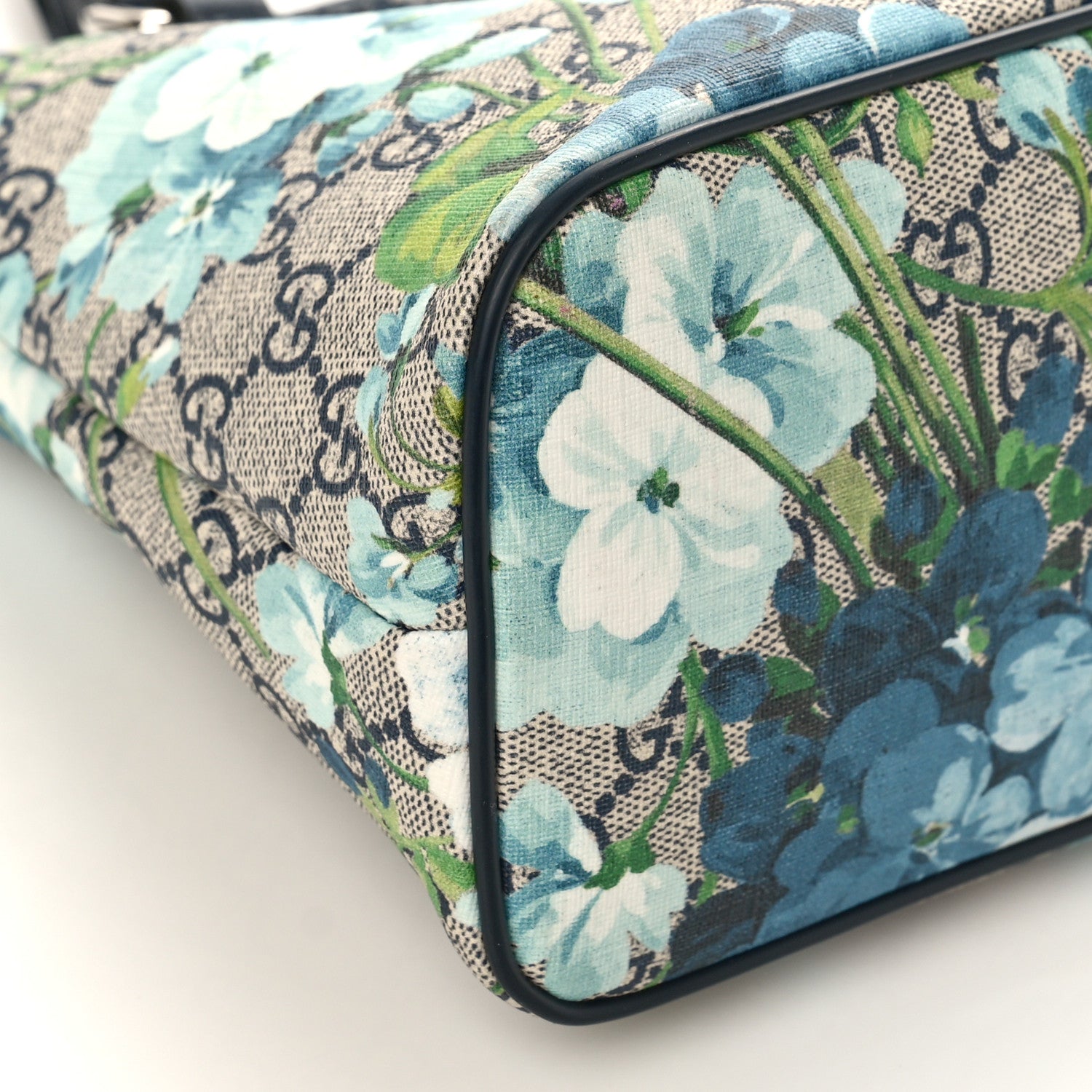 Gucci GG Supreme Monogram Blooms Small Zippered Tote Blue 8 of 11