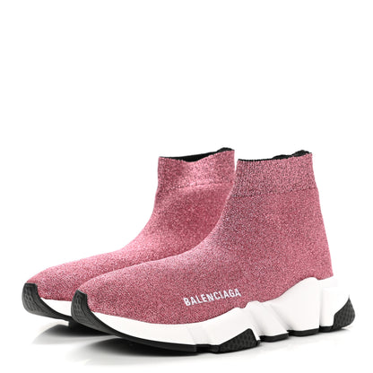 Balenciaga Laminated Knit Bi-Color Sole Womens Speed Sneakers 37 Pink White Black 3 of 9