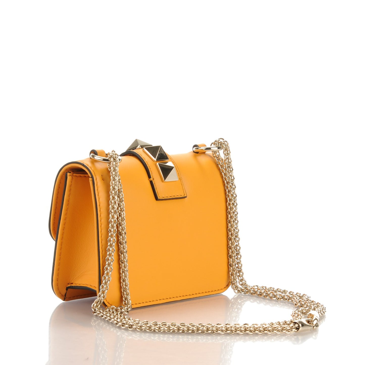 Vitello Mini Glam Lock Rockstud Flap Mandarin Sorbet