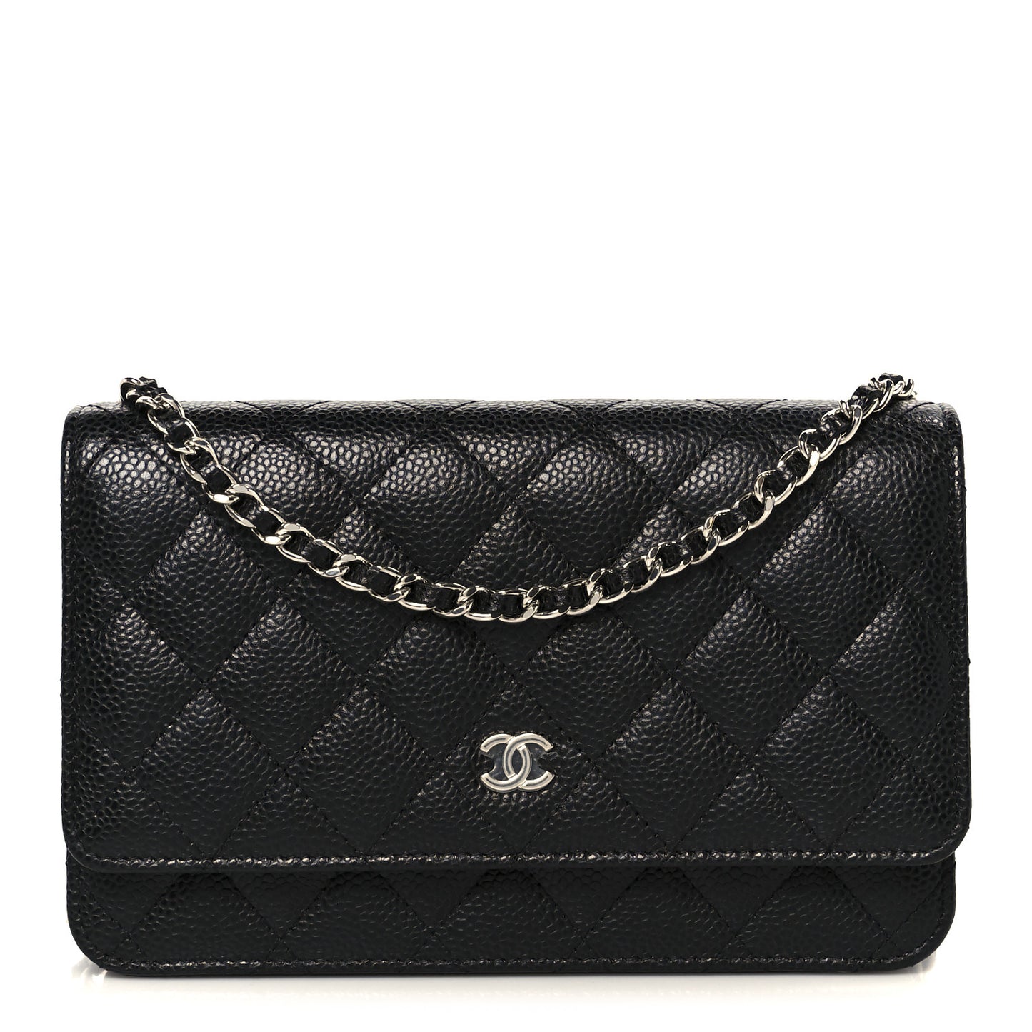 Caviar Quilted Wallet on Chain WOC Black