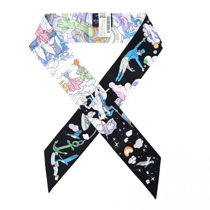 Hermes Silk Sur Mon Nuage Twilly Bleu Black Mauve 1 of 4