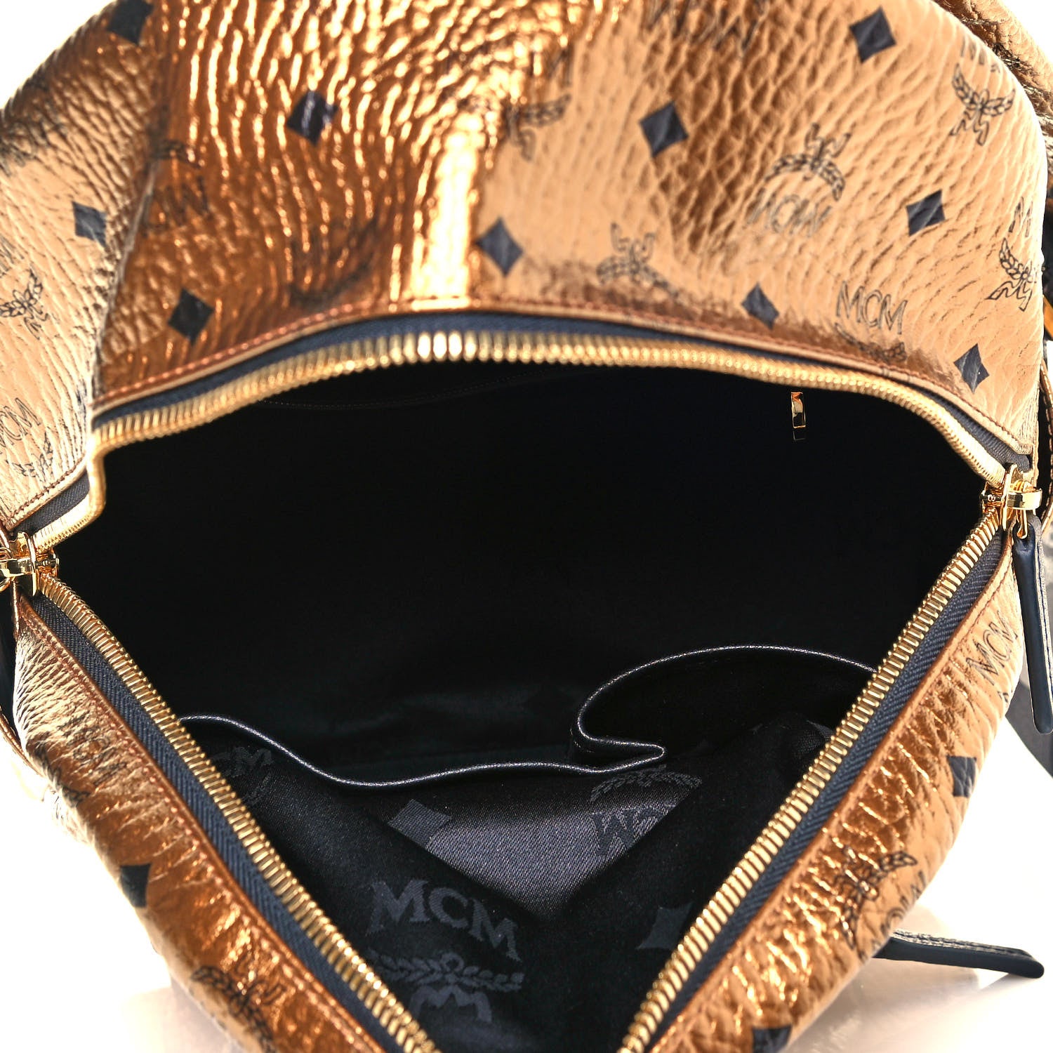 MCM Metallic Visetos Small Stark Backpack Gold 5 of 11
