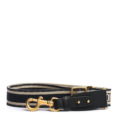 Christian Dior Canvas Embroidered Adjustable Shoulder Strap Black Beige 1 of 5