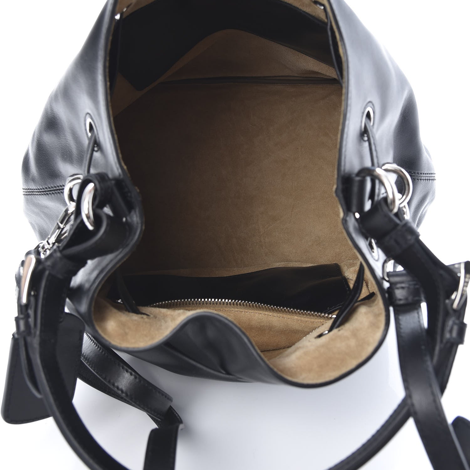 Prada Soft Calfskin Bucket Bag Black 5 of 11
