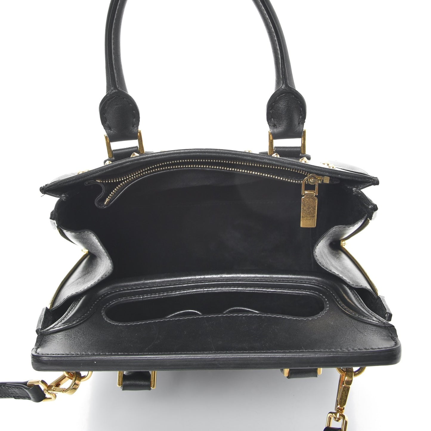 Calfskin Studded Small Heroine Black