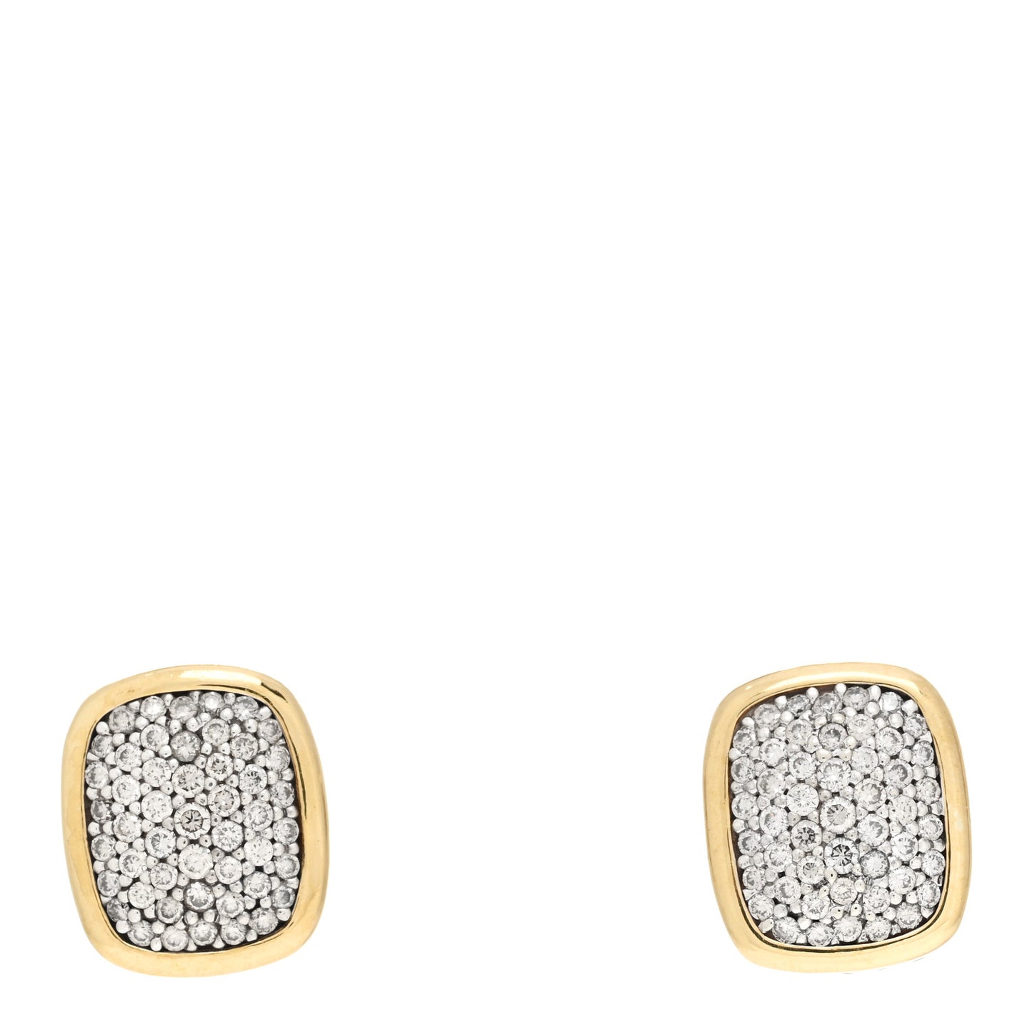 Sterling Silver 18K Yellow Gold Diamond Noblesse Stud Earrings