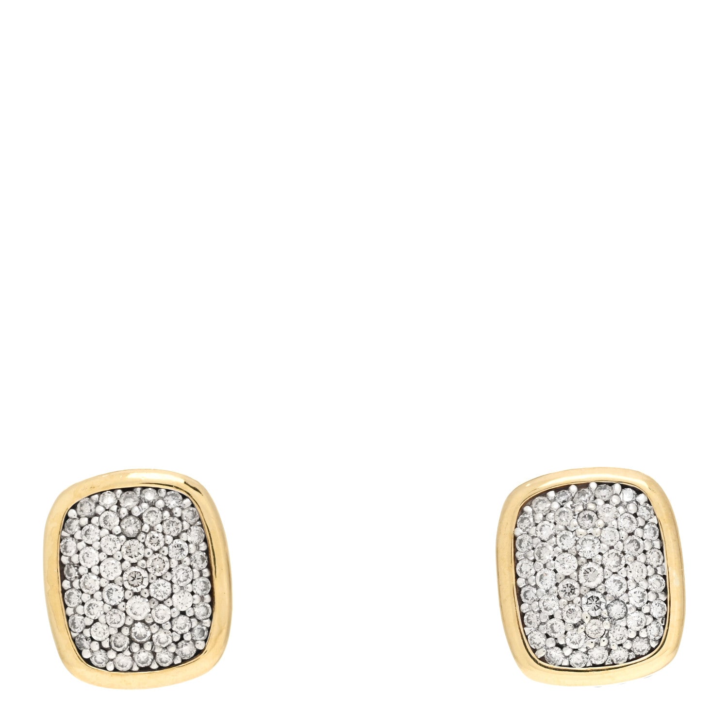 David Yurman Sterling Silver 18K Yellow Gold Diamond Noblesse Stud Earrings 1 of 4