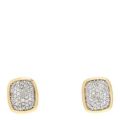David Yurman Sterling Silver 18K Yellow Gold Diamond Noblesse Stud Earrings 1 of 4
