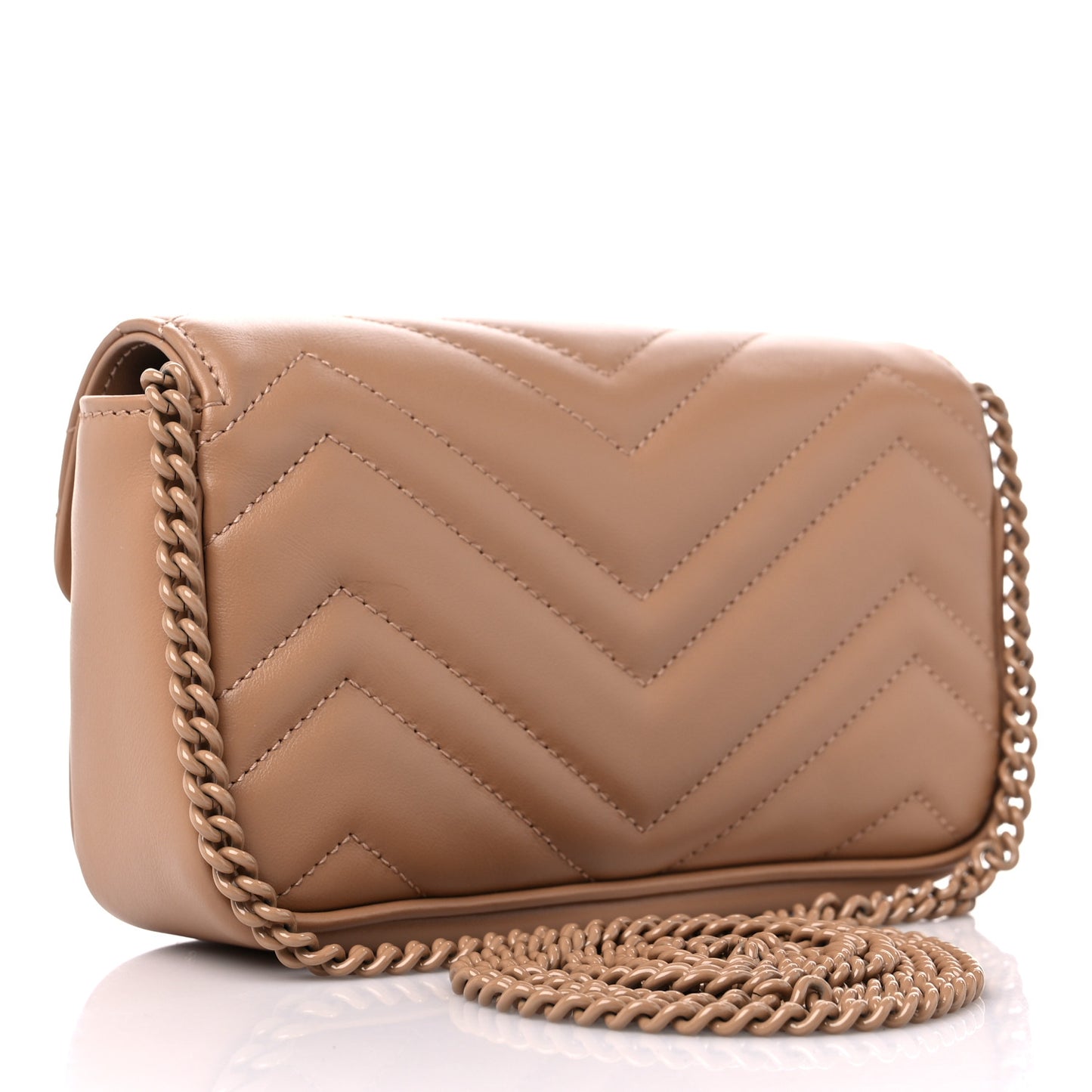 Calfskin Matelasse Monochrome Super Mini GG Marmont Shoulder Bag Camelia