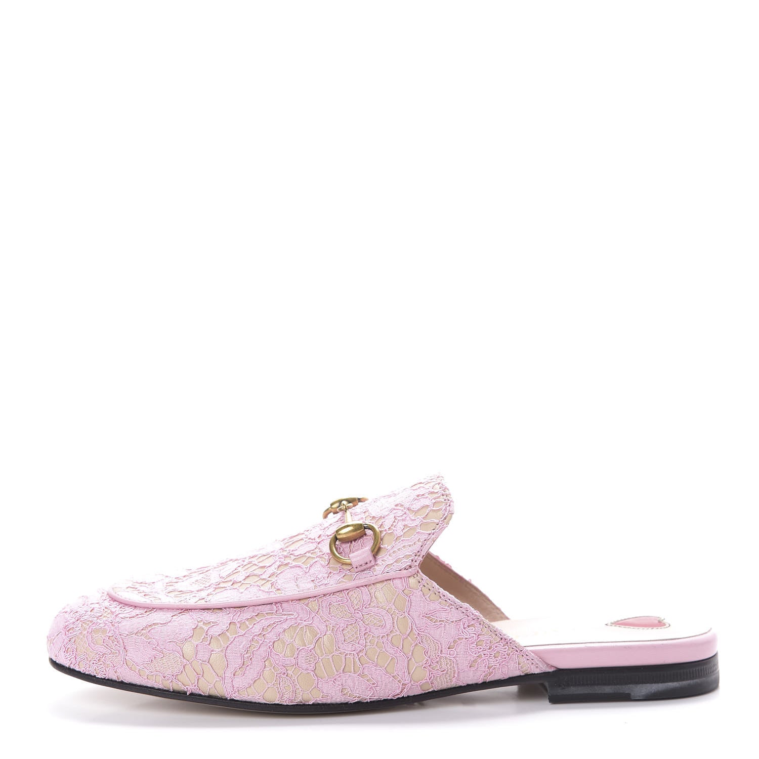 Gucci Lace Malaga Kid Womens Princetown Slippers 36 Sugar Pink Skin Rose 1 of 7