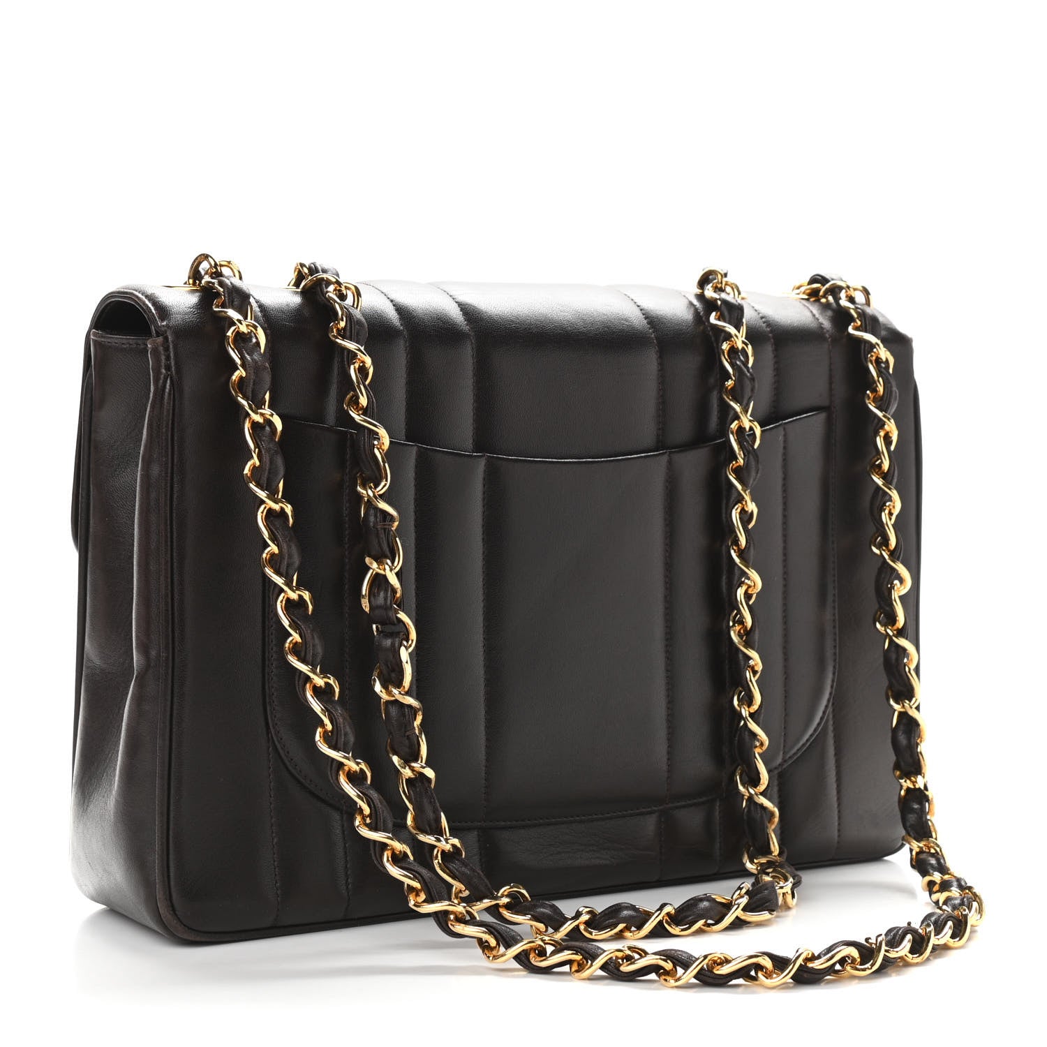 Chanel Lambskin Vertical Quilt Jumbo Single Flap Dark Brown 4 of 11