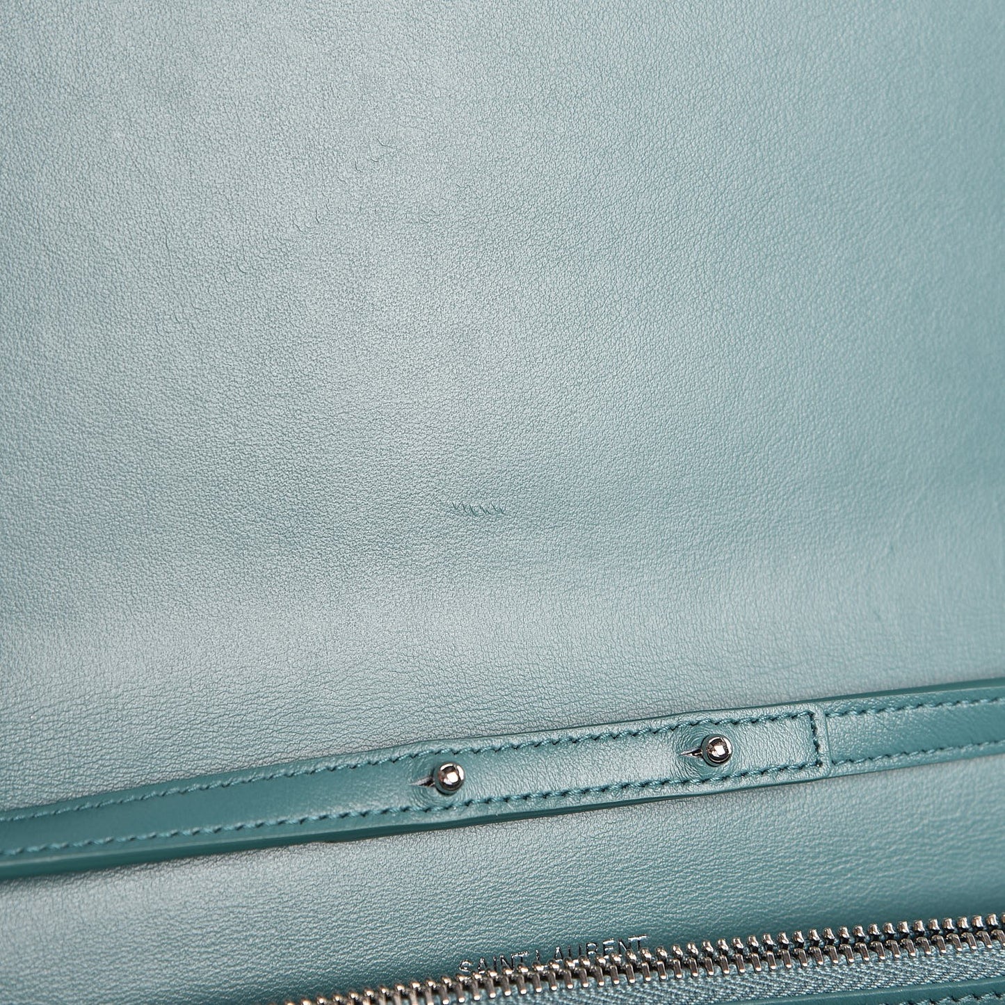 Calfskin Crocodile Embossed Monogram Chain Wallet Water Green