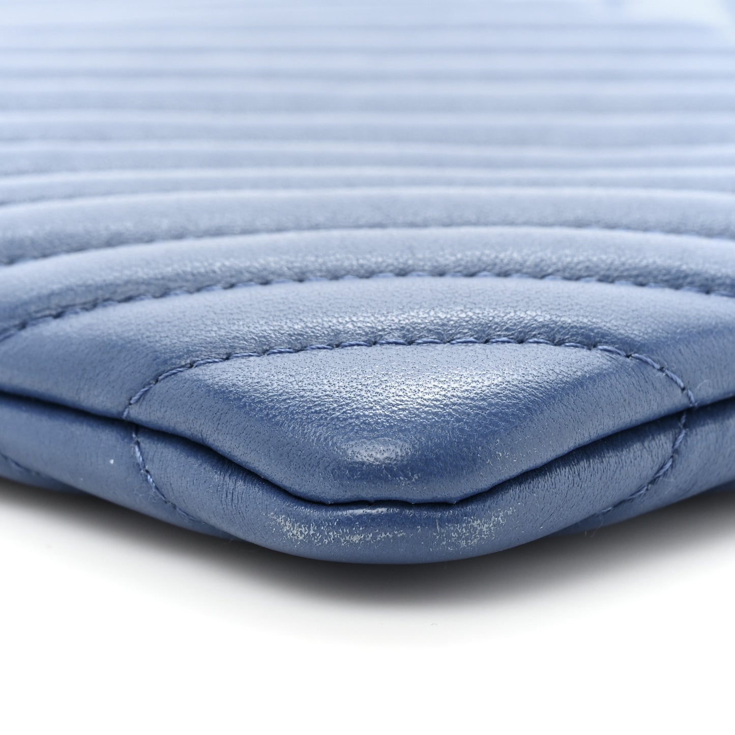 Lambskin Chevron Quilted Charms Medium Cosmetic Case Blue