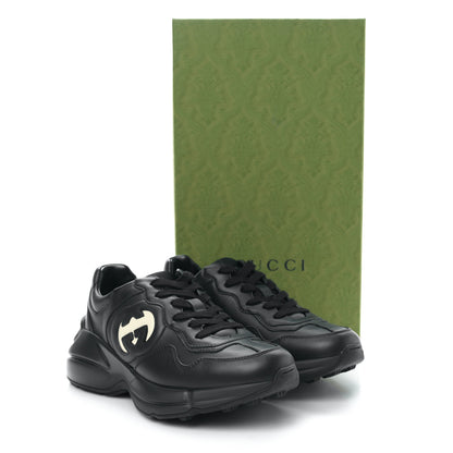 Gucci Dali Soft Calfskin Cut Out Interlocking G Womens Rhyton Sneakers 37 Black Ivoire 8 of 8