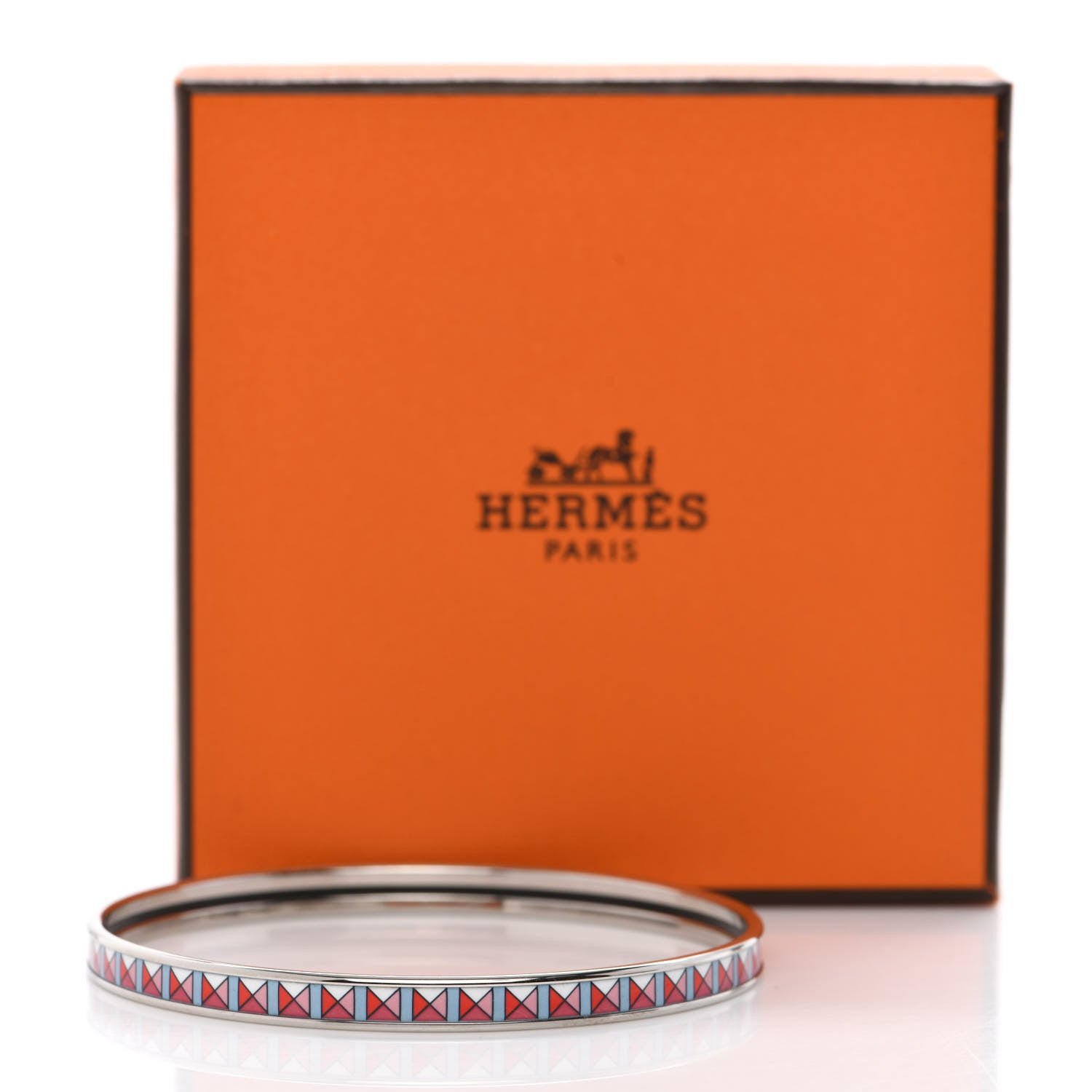 Hermes Enamel Printed Extra Narrow Colliers de Chiens Clous Bracelet 70 Album De Soie 6 of 6