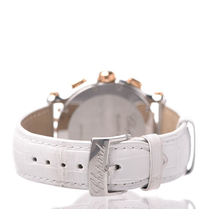 Chopard Stainless Steel 18K Rose Gold Alligator 5 Diamond 42mm Happy Sport Chronograph Quartz Watch 5 of 11