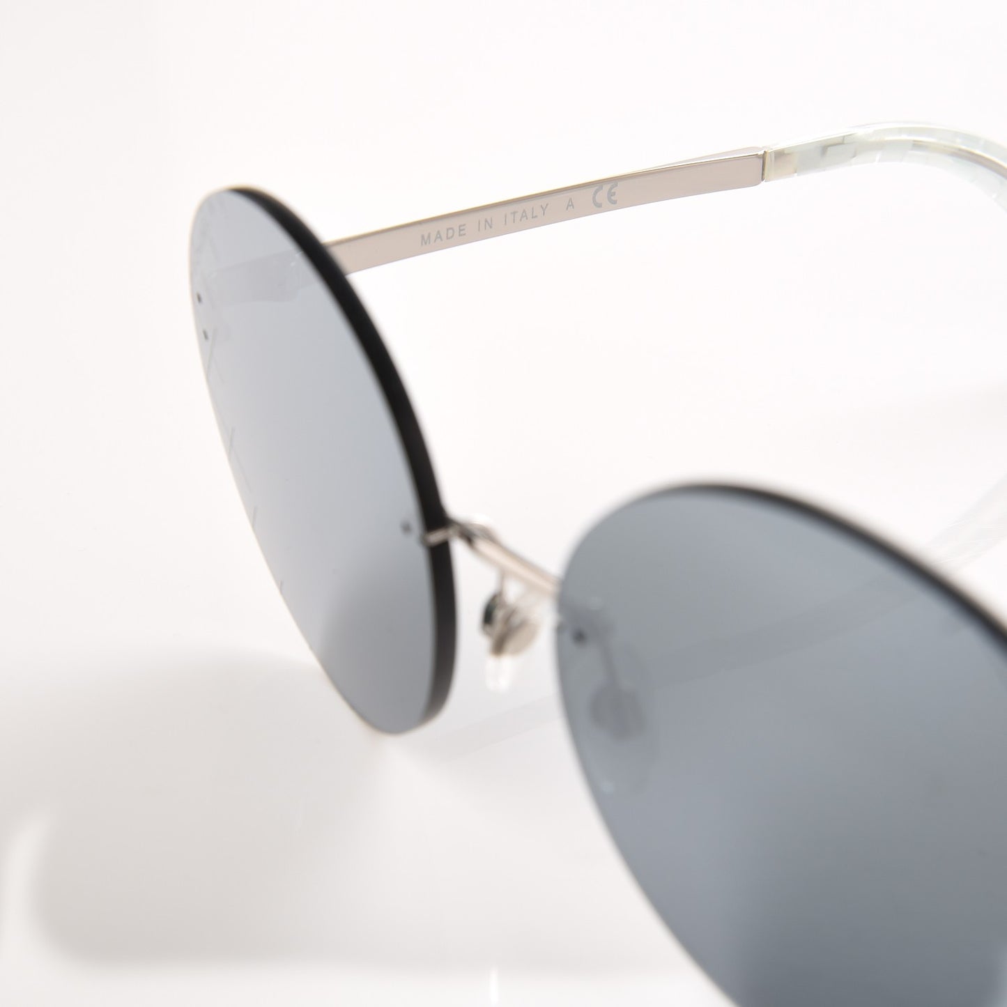 Metal Rimless Round Sunglasses 4216 Silver