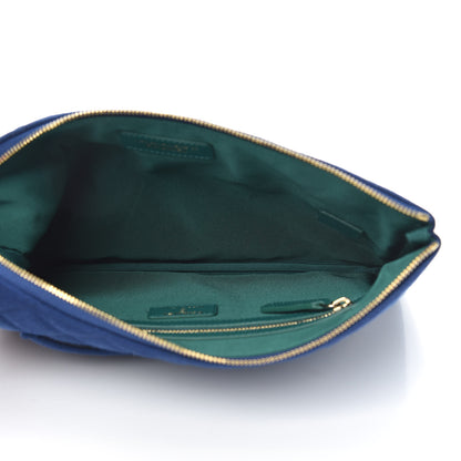 Chanel Jersey Quilted Medium Cosmetic Case Blue 5 of 8