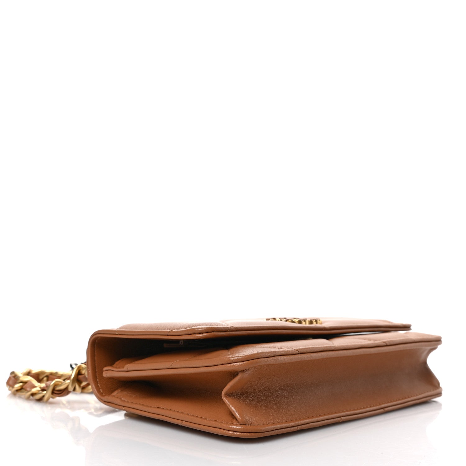 Chanel Lambskin Quilted Chanel 19 Wallet On Chain WOC Brown 4 of 9