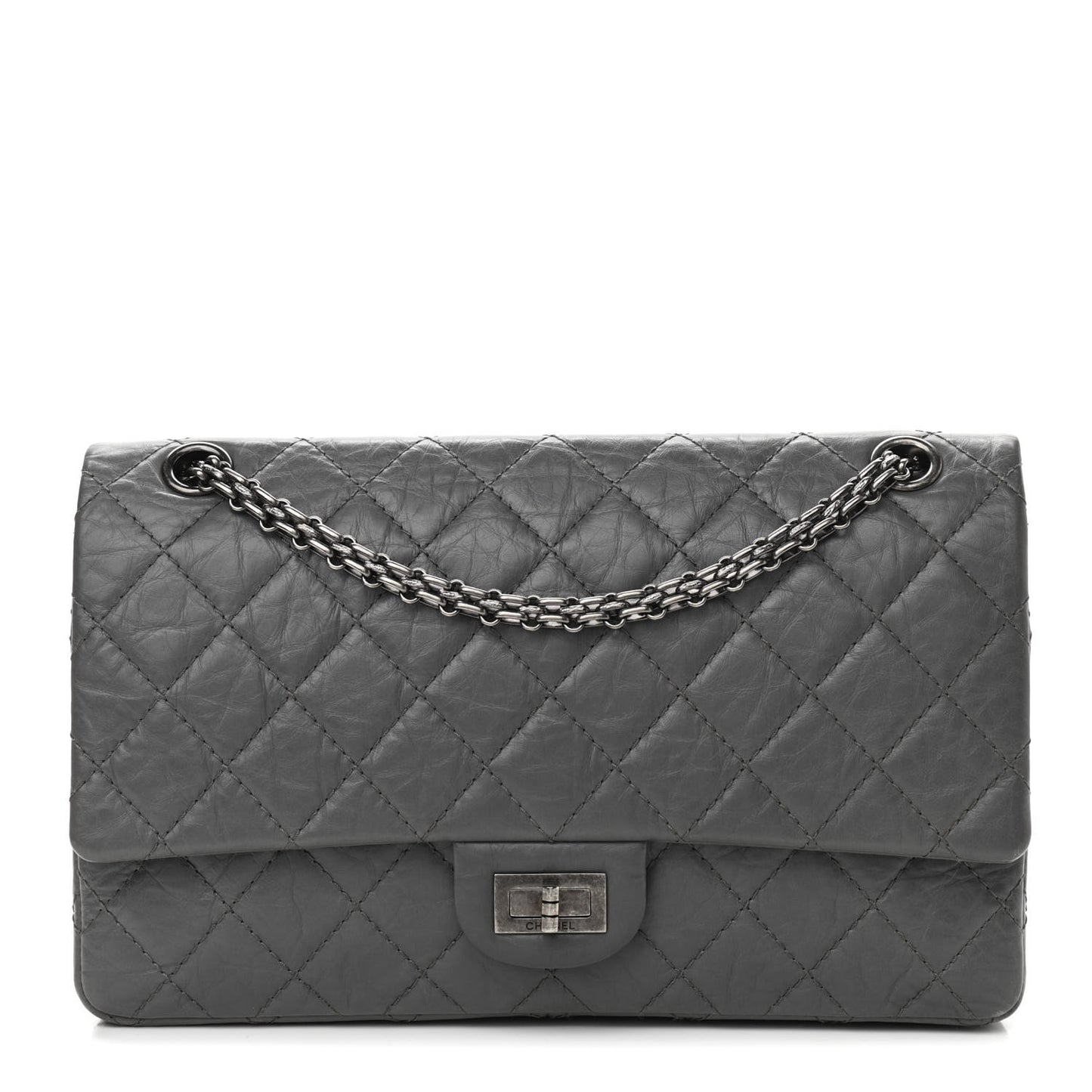 Aged Calfskin Quilted 2.55 Reissue 226 Flap Grey